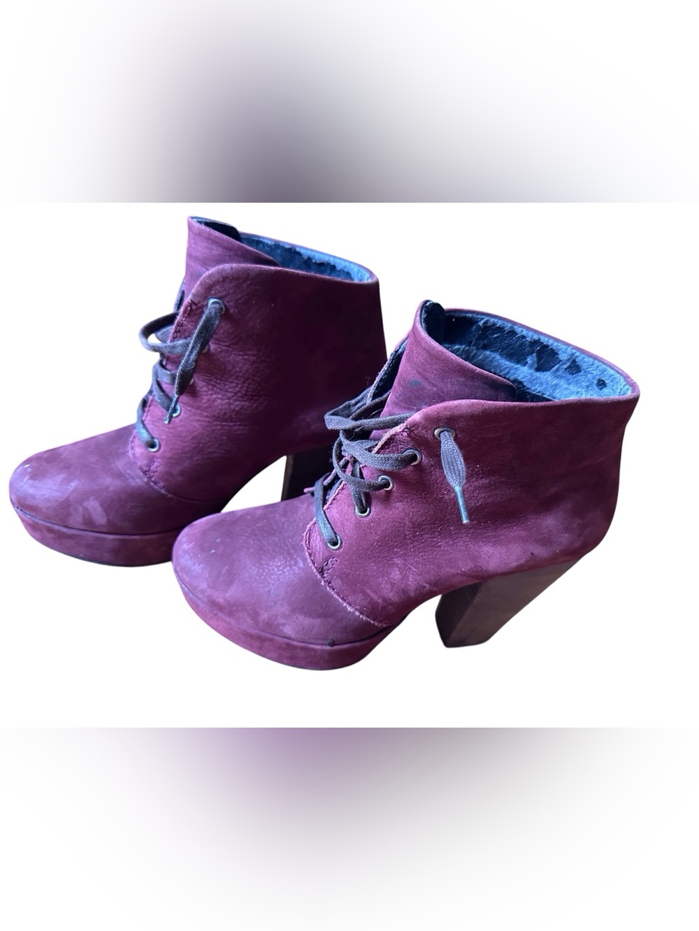Steve Madden Plum Suede Lace-Up Block Heel Boots - Picture 8 of 10
